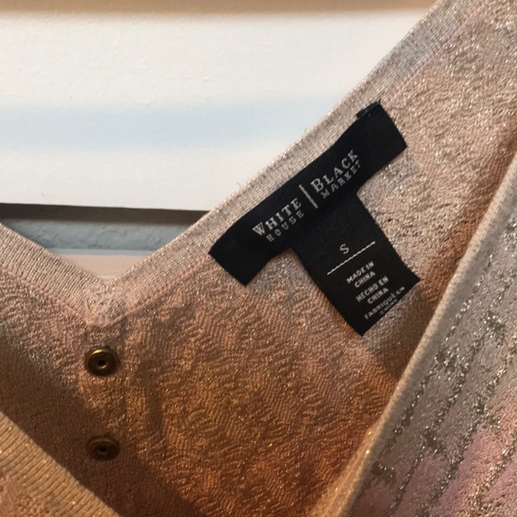 WHBM Gold, Pink, Tan asymmetrical knit top. - Picture 3 of 7